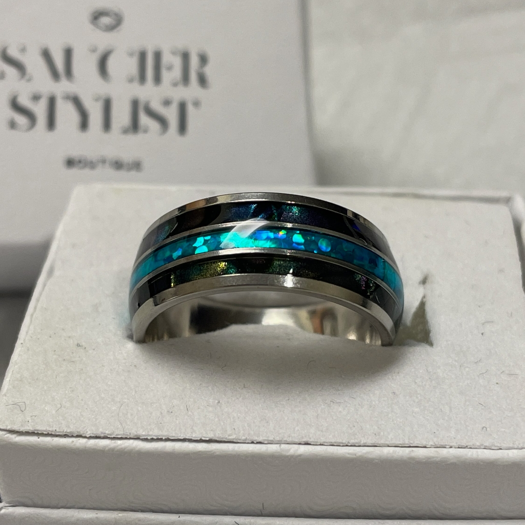 Blue Accents Stainless Steel Ring